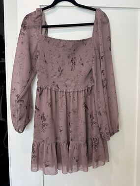 Girls' Floral Smocked Bodice Dress - Dusty Mauve